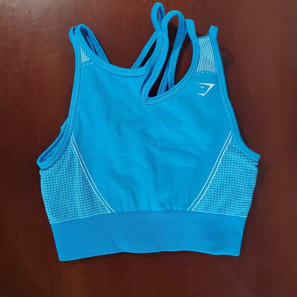 Gymshark Other - Gymshark Womens Ultra Seamless Ribbed Longline Sports Bralette Size XS Turquoise